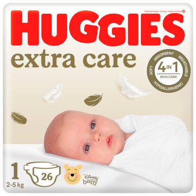 HUGGIES extra care 1 2-5kg 26ks